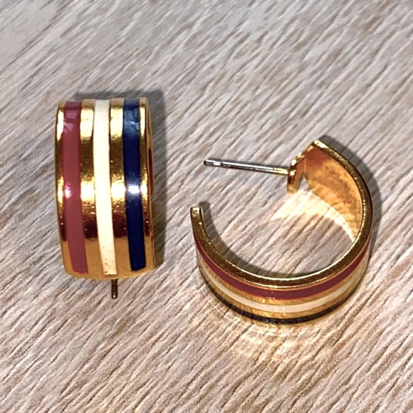 SOLD! ❌💥American Patriotic Gold Red White Blue Hoops - Picture 10 of 14